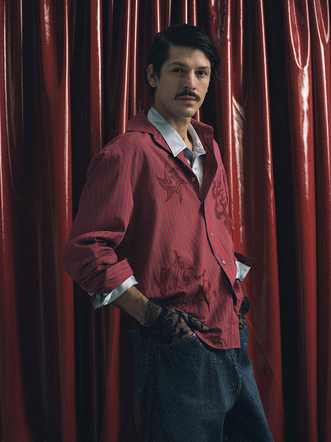 TREclub | Retro Fire Red Stripe Shirt - PSYLOS 1, TREclub | Retro Fire Red Stripe Shirt, Men's Wear, TREclub, PSYLOS 1